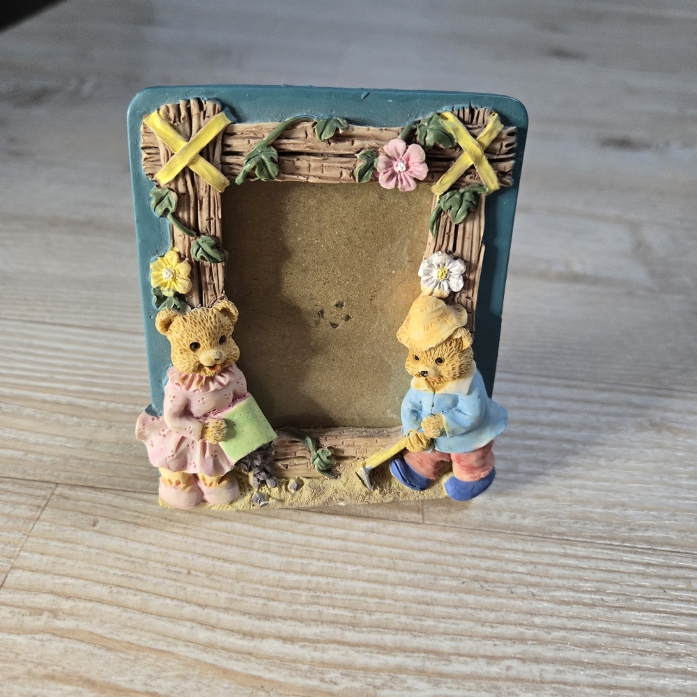Vintage Bear Couple small Picture Frame Figurine